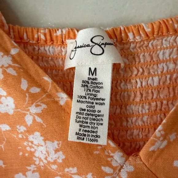 Jessica Simpson bright colorful orange mini dress spring flirty - Picture 2 of 7